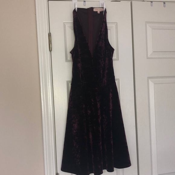 Deep Cut Purple Velvet Dress - Picture 3 of 4